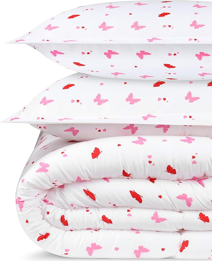 Utopia Bedding All Season Butterfly Comforter Set with 2 Pillow Cases, 3 Piece Soft Brushed Microfiber Kids Bedding Set for Boys/Girls, Machine Washable (Twin)