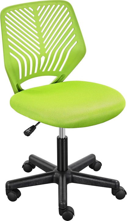 Yaheetech Kids Cute Desk Chair Small Computer Desk Chair for Teens Low-Back Armless Study Chair Swivel Task Chair Bedroom School Chair with Lumbar Support, Green