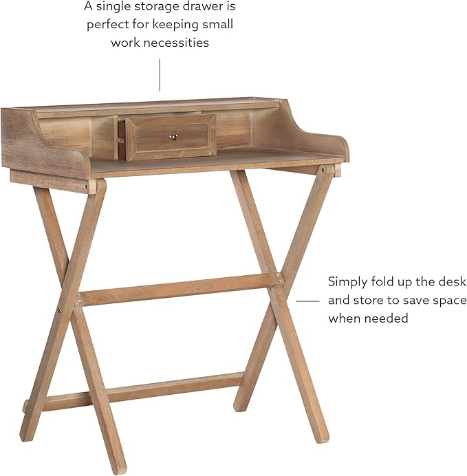 Linon Home Décor Griffin Gray Wash Folding Desk, Grey