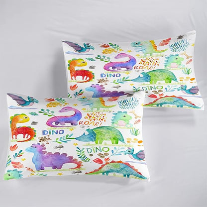 CVHOUSE Dinosaur Bedding Set,Dinosaur Comforter,Dinosaur Comforter Set King,Microfiber Quilt Set with 1 Comforter and 2 Pillow Cases- 3 Piece