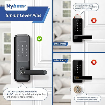 Keyless Fingerprint Smart Door Lock and Handle - Keypad Entry, Electronic Passcode for Front Door