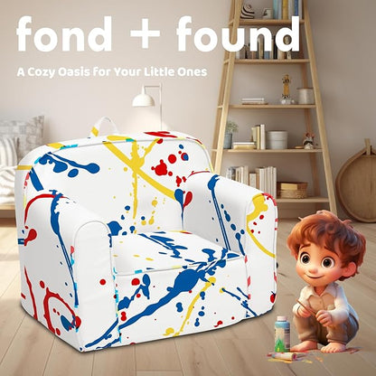 Cuddly Toddler Chair, Kids Snuggly-Soft armchair,Kids Sofa Chair with Washable and Removable Cover,Toddler Foam Chair with Friendly Carrying Handle, Reading Couch for Boys and Girls