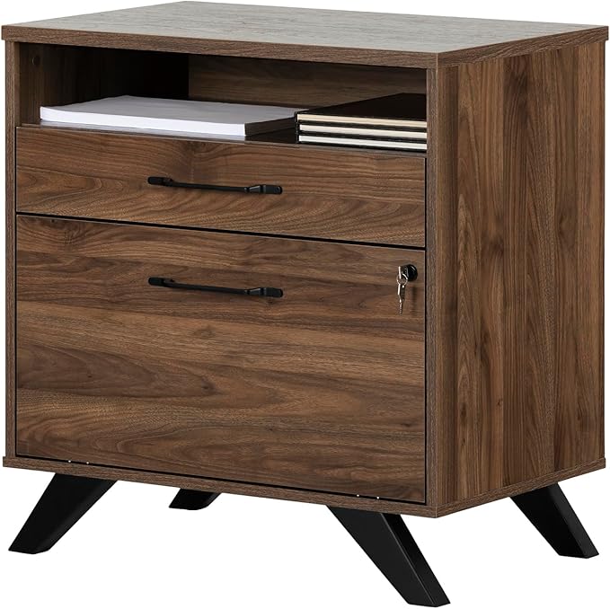 South Shore Helsy 2-Drawer File Cabinet, Lateral, Natural Walnut