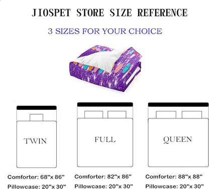 Unicorn Twin Comforter Set for Girls Twin Girls Bedding Set Cute Rainbow Unicorn Comforter Set for Kids Cartoon Girls Bedding Sets Twin Unicorn Print Bedding Sets, Purple, 1 Comforter+1 Pillowcase