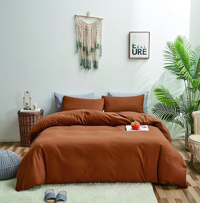 Pumpkin Comforter Queen Pumpkin Color Bedding Set 3 Pieces Cinnamon Comforter Sets 1 Queen Comforter (90x90 inches) with 2 Pillowcases (20x26 inches)