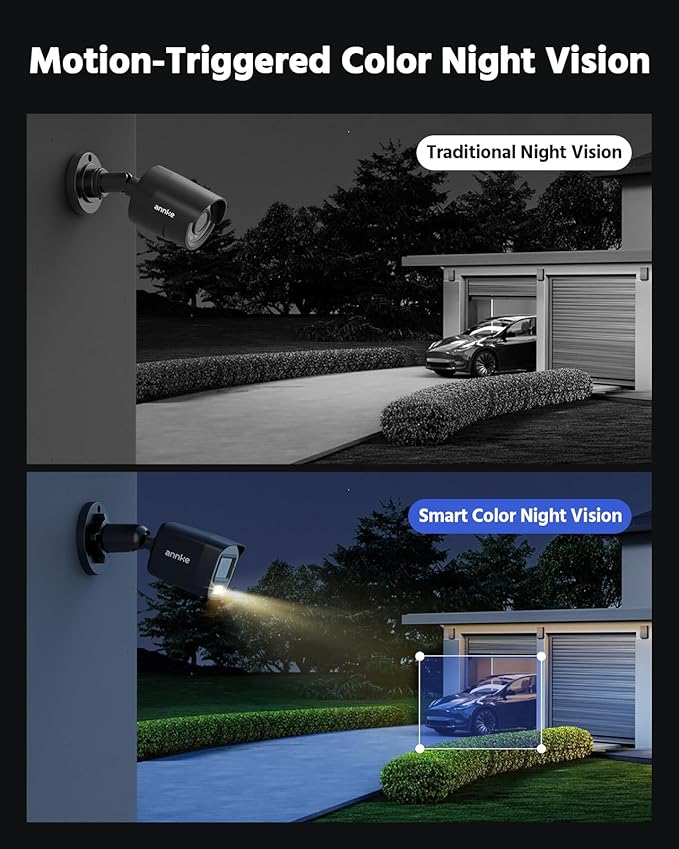 ANNKE 3K Lite Security Camera System Outdoor with AI Human/Vehicle Detection, 8CH H.265+ DVR and 8 x 1920TVL 2MP IP67 Home CCTV Cameras with Smart Dual Light, Color Night Vision, 1TB Hard Drive - E200