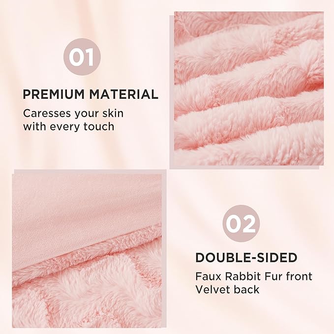 Andency Pink Fleece Comforter Set Full, 3 Pieces Fuzzy Shaggy Plush Sherpa Bedding Comforter Set Women Girls, Solid Fluffy Faux Fur Bed Comforter Set for Winter