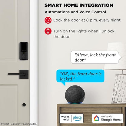Kwikset Halo Wi-Fi Smart Lock, Keyless Entry Door Deadbolt, Geofence Auto-Unlock, Grade AAA Certified, No Hub Easy Install, Matte Black Lifetime Finish Warranty, Backlit Keypad