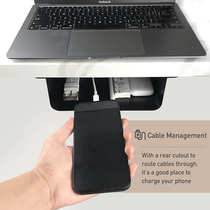 Under Desk Storage Shelf Under Desk Drawer Storage for Sit Stand Desk, Table, Gaming Desk, Workstations Under Desk Organizer Adds Tray for Home and Office(Black)