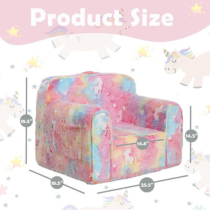 Comfy Toddler Chair Kids Chair,Toddler Foam Chair,Kids Armchair Toddler Couch Baby Kids Sofa Reading Chair with Glow in The Dark(Glow Pink)