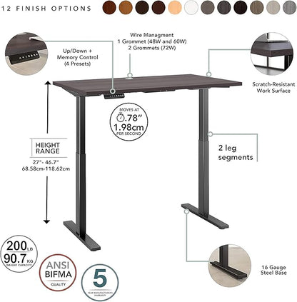 Bush Business Furniture Move 60 Electric Ergonomic Sit-Stand Computer Table for Home and Professional Office, 72W x 30D, Storm Gray