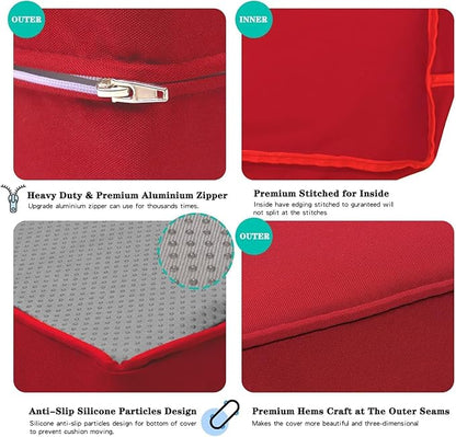 ClawsCover 6Pack Outdoor Seat and Back Cushions Replacement Covers Fit for 3 Pieces 3-Seater Wicker Rattan Patio Furniture Conversation Set Sectional Couch Chair,Red-Include Cover Only