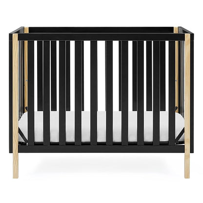 Delta Children Gio Mini Crib with 2.75" Mattress Included, Ebony/Natural