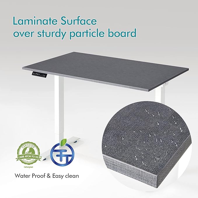 Kaboon Universal Tabletop 59.1"x23.62", Solid One-Piece Melamine Table Top, Double Desk L-Desk DIY, Home and Office Countertop, Greylish Blue