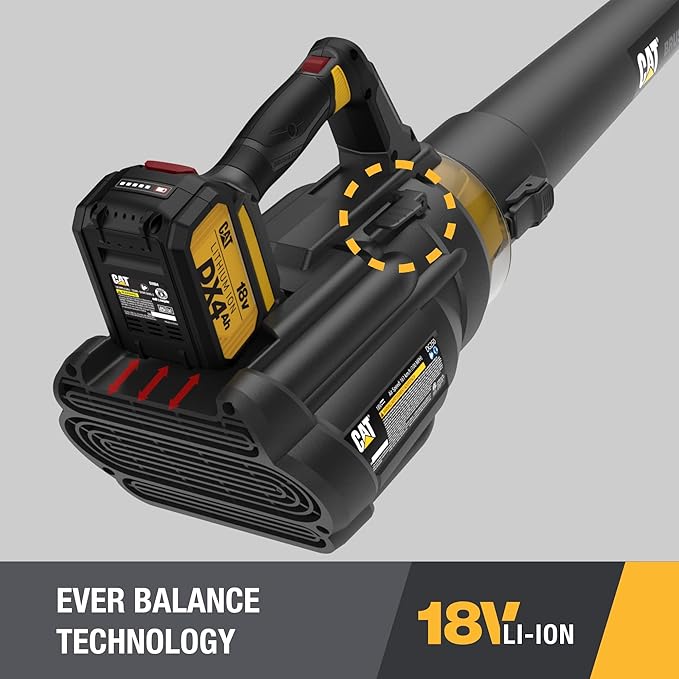 Cat DG250 18V Brushless 450 CFM 100 MPH Leaf Blower Cordless with Battery and Charger, 2-Speed Blowers for Lawn Care, Lightweight Cordless Leaf Blower – Battery & Charger Included