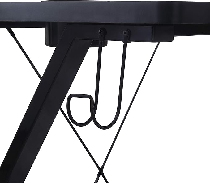 OSP Home Furnishings Checkpoint Ghost Battlestation Gaming Desk with RGB LED Lights, Black