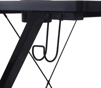 OSP Home Furnishings Checkpoint Ghost Battlestation Gaming Desk with RGB LED Lights, Black