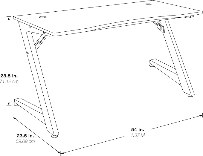 OSP Home Furnishings Beta Battlestation Gaming Desk with Bluetooth RGB LED Lights, Matte Black