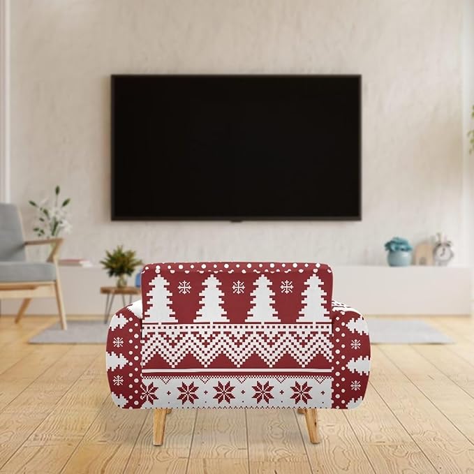 FKELYI Boho Christmas Easy Going Stretch Sofa Slipcover Washable Sofa Couch Cover Comfortable Furniture Protector with Elastic Bottom M