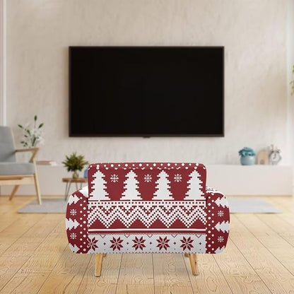 FKELYI Boho Christmas Easy Going Stretch Sofa Slipcover Washable Sofa Couch Cover Comfortable Furniture Protector with Elastic Bottom M