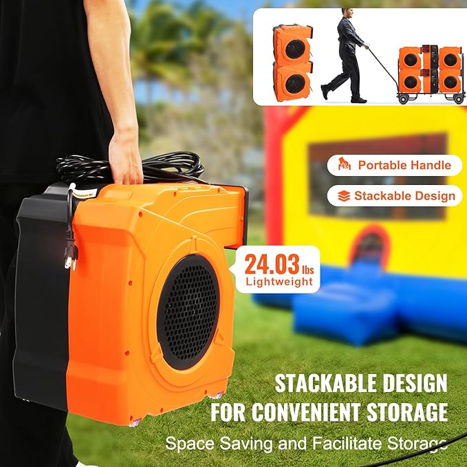 VEVOR Inflatable Blower, 1100W, 1.5 & 1.7 HP Bounce House Blower, Pump Commercial Air Blower for Inflatables, 3100 RPM Bouncy Castle Electric Fan for Bounce House, Waterslides