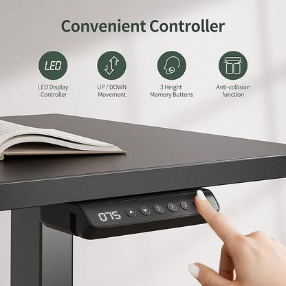 FEZIBO 63" L Shaped Standing Desk with 4 Drawers, Electric Standing Gaming Desk Adjustable Height, Corner Stand up Desk with Splice Board, Black Frame/Black Top