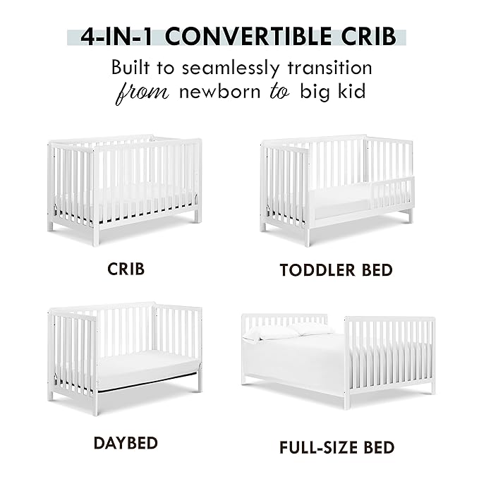 Carter's by DaVinci Colby 4-in-1 Low-Profile Convertible Crib in White, Greenguard Gold Certified