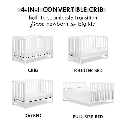 Carter's by DaVinci Colby 4-in-1 Low-Profile Convertible Crib in White, Greenguard Gold Certified