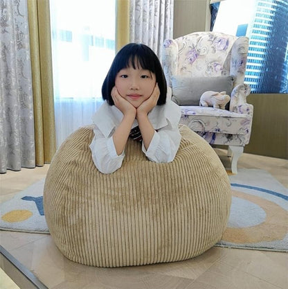 Stuffed Animal Storage Bean Bag Chair - Bean Bag for Kids - Toy Storage Bag - Chair Gifts for Kids (Small, Khaki)