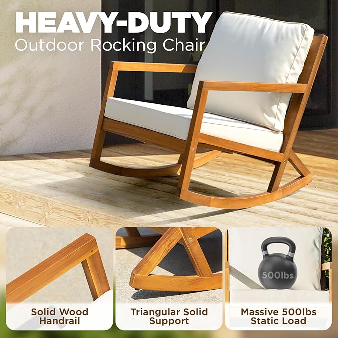 Solid Wood Louis Chairs Set of 2 with End Table, Onesize, Rocking Design