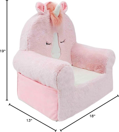 Soft Landing Animal Adventure Pink Unicorn, Sweet Seats, Compressed Premium Character Chair with Carrying Handle & Side Pockets