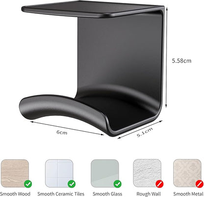 HomeMount Headphone Hook Under Desk - Headphone Holder Under Table, Adhesive Gaming Headphone Stand Hanger Desk Mount for Most Headphone（Black）