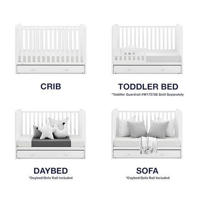 Delta Children babyGap Graham 4-in-1 Convertible Crib with Storage Drawer + Brannan Bear Bookcase with Bins + Brannan Bear Wall Shelf with 4 Hooks, Bianca White (Bundle)