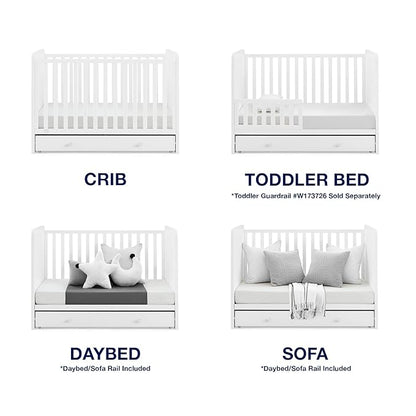babyGap by Delta Children Graham 4-in-1 Convertible Crib with Storage Drawer TrueSleep Crib and Toddler Mattress (Bundle), Bianca White