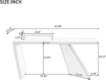 NicBex Laik-DW-00035-DX Desks, 62.99" W x 23.22" D x 29.52" H, Teak