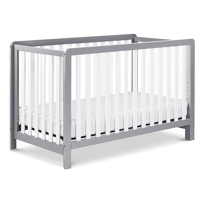 Carter's by DaVinci Colby 4-in-1 Low-Profile Convertible Crib in Grey and White, Greenguard Gold Certified
