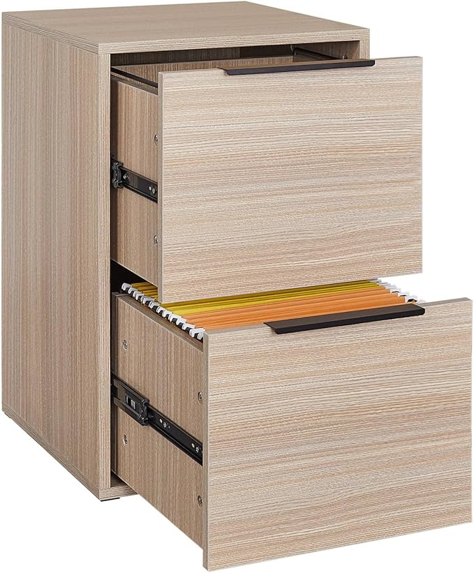 2 Drawer Wood File Cabinet,Vertical Wooden Storage Filing Cabinet for A4 or Letter Size,Under Desk Storage Cabinet for Home Office,Beige