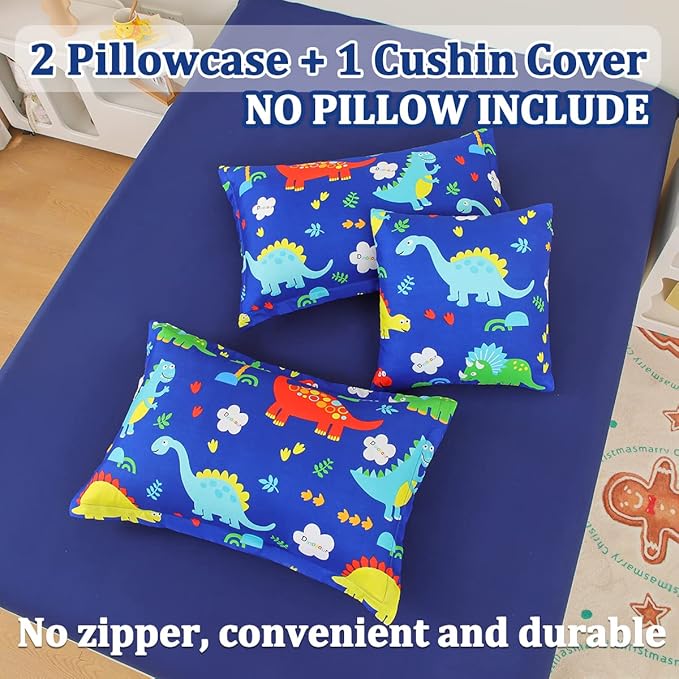 Dinosaur Comforter Set for Boys, 6 Pcs Bed in a Bag Twin Blue Dinosaur Wild Park Jungle Print Kids Bedding Set with Sheets