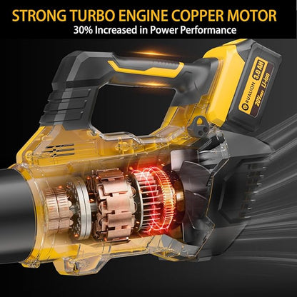 Leaf Blower Cordless, Electric Leaf Blowers Up to 580 CFM 160 MPH, Battery Powered Blowers for Lawn Care, Patio, Garage(2 * 20V 3.0 Ah Batteries and Charger included)