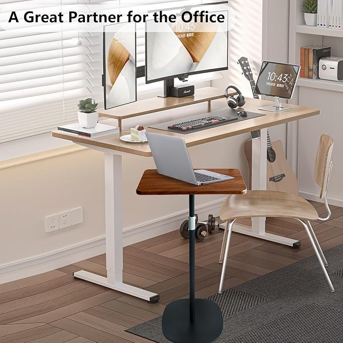 Portable Laptop Floor Stand, Bedside/Sofa Table with Height Adjustable 18''~47'', Stylish Movable Workstation Floor Standing Desk for Office, Meeting Room, living room Easy Assembly, Black