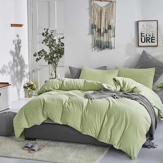 Sage Green Comforter Set Full Solid Green Bedding Set Lightweight Women Soft Light Mint Green Blanket 3 PCs Durable Full Size Comforter Set Men Sage Green Breathable Bed Comforter Set