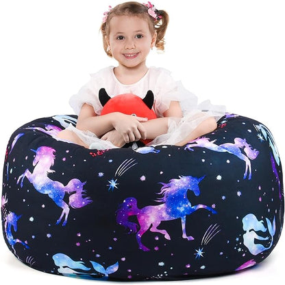 KABOER Bean Bag Cover for Kids,200L Stuffed Animal Storage Bean Bag Chair Cover |Stuffable Zipper Beanbag for Organizing Children Soft Plush Toys (32x29inch)