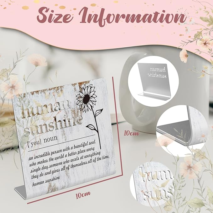 Human Sunshine Definition Desk Signs Funny Appreciation Gifts for Women Thank You Gift for Friends Teacher Coworker Doctor Nurse Gift for Mom Aunt Sister Sunshine Party Decorations XLK11