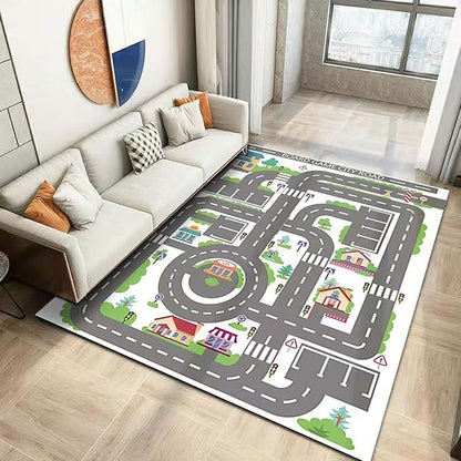 Kids Rug Play Mat Great for Playing with Cars and Toys,Educational Kid Road and Traffic City Life Carpet,Children Baby Fun Throw Rug for Bedroom Play Room,31X63Inch/80X160CM