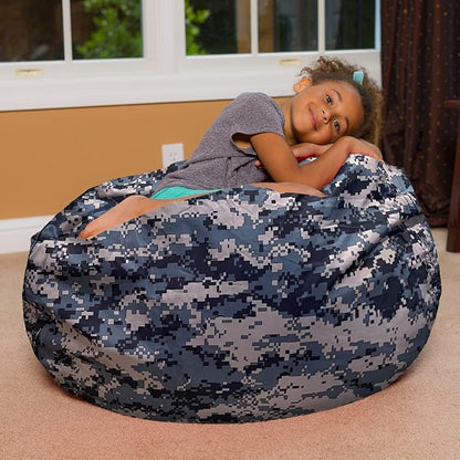 Posh Creations Bean Bag Chair for Kids, Teens, and Adults Includes Removable and Machine Washable Cover, Soft Nylon - Camo Digital, 38in - Large