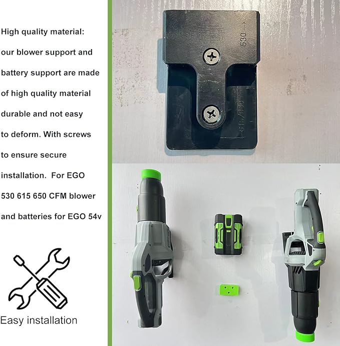 Car Drying Nozzle for EGO Power+ 530 575 580 615 650 765 Leaf Blowers, Includes 1 Leaf Blower Wall Mount Holder and 2 Mounts Battery Holders W/Hardware