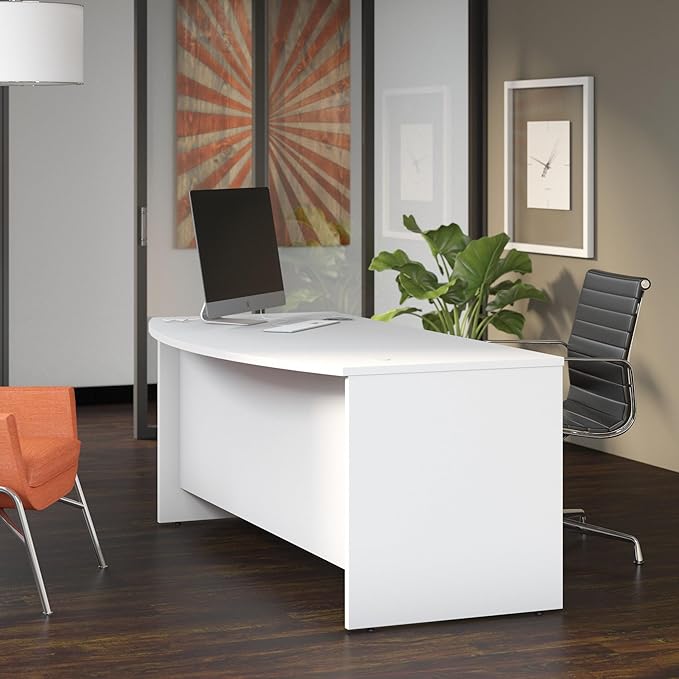 Bush Business Furniture Studio C Bow Front Desk, Computer Table for Home or Professional Office, 72W x 36D, White