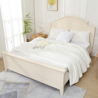 White Comforter for Queen Size Bed, Full Modern Bedding Set for Women/Men, Cute Soft & Lightweight Chic Microfiber Bed Sets, 3 pcs-1 Comforter & 2 Pillowcases (90"x90")