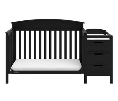Graco Benton 4-in-1 Convertible Crib and Changer (Black) – GREENGUARD Gold Certified, Crib and Changing -Table Combo, Water-Resistant Changing Pad, Converts to Toddler Bed, Daybed & Full-Size Bed