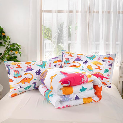 CVHOUSE Dinosaur Bedding Set,Dinosaur Comforter,Dinosaur Comforter Set Twin,Microfiber Quilt Set with 1 Comforter and 2 Pillow Cases- 3 Piece